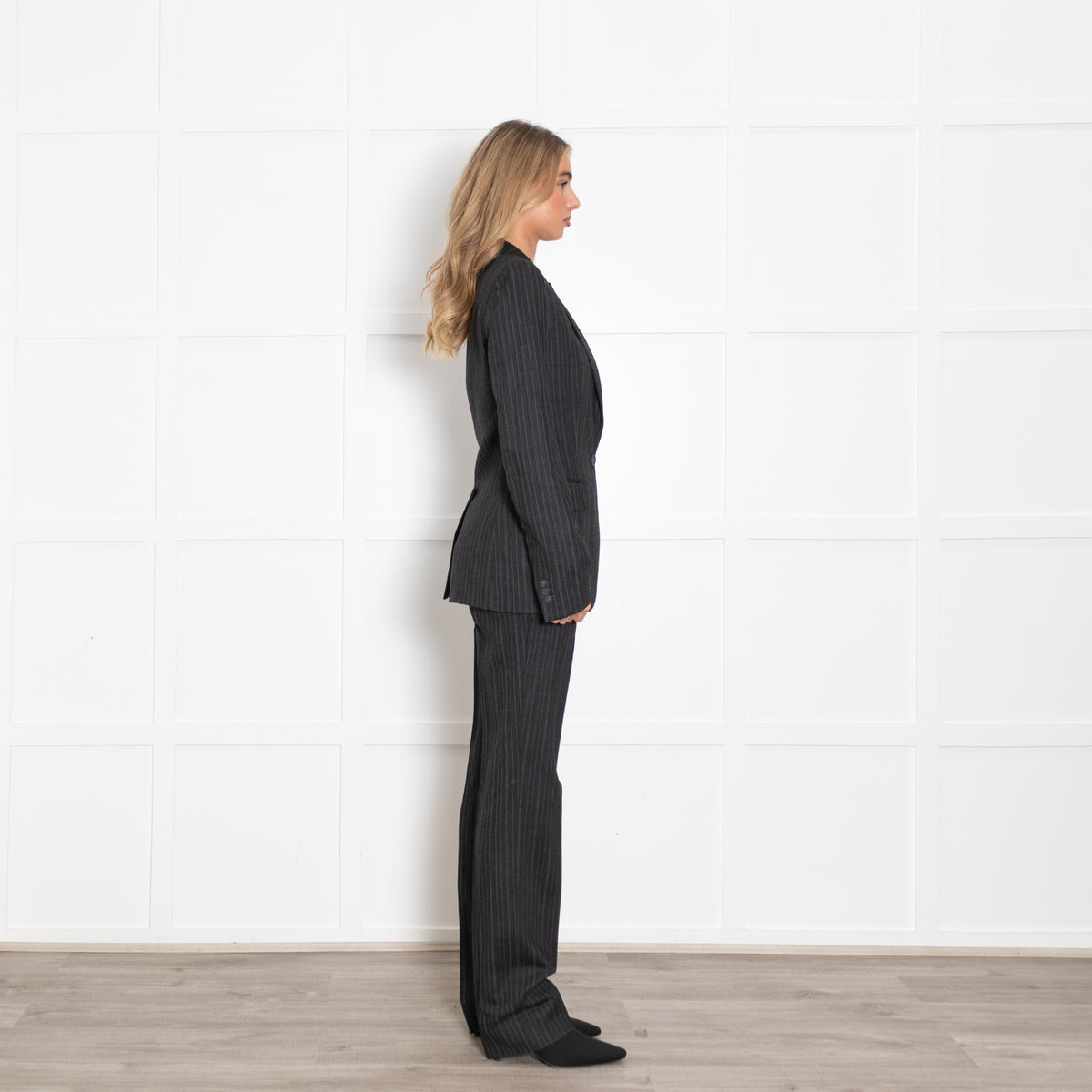 Dolce & Gabbana Dark Grey Cream Pin Stripe Trouser Suit