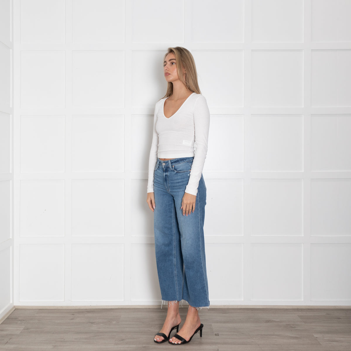 Paige Blue Raw Hem Distresseed Jeans