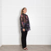 Acne Black With Floral Pattern Silk Sheer Oversized Blouse