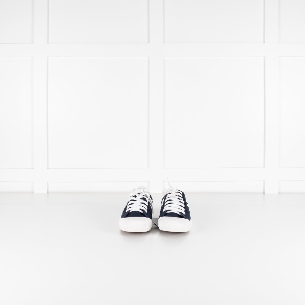 Celine Navy and White Canvas Trainers