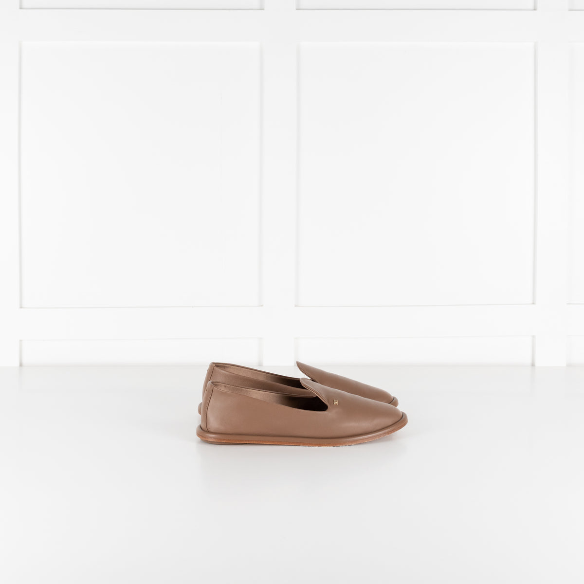 Max Mara Brown Leather Leen Slippers