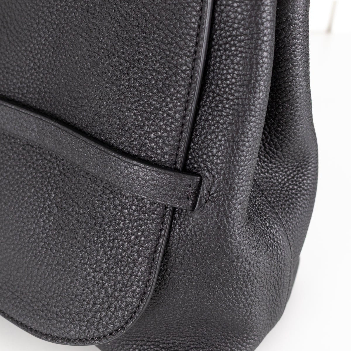 The Row Black Grained Leather Hunting Bag