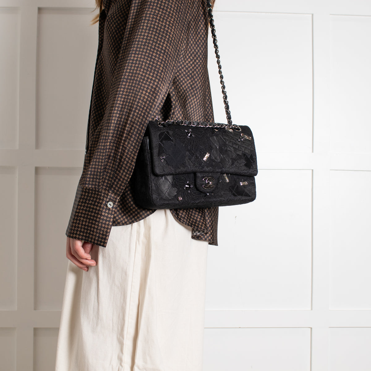 Chanel Black Lace and Patent 2016 Metiers D'art Flap with Gunmetal Hardware