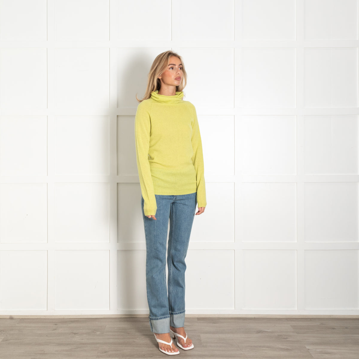 Jet Set Neon Green Roll Neck Long Jumper