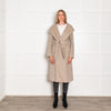 Max Mara Beige Cashmere Gown Belted Hooded Coat