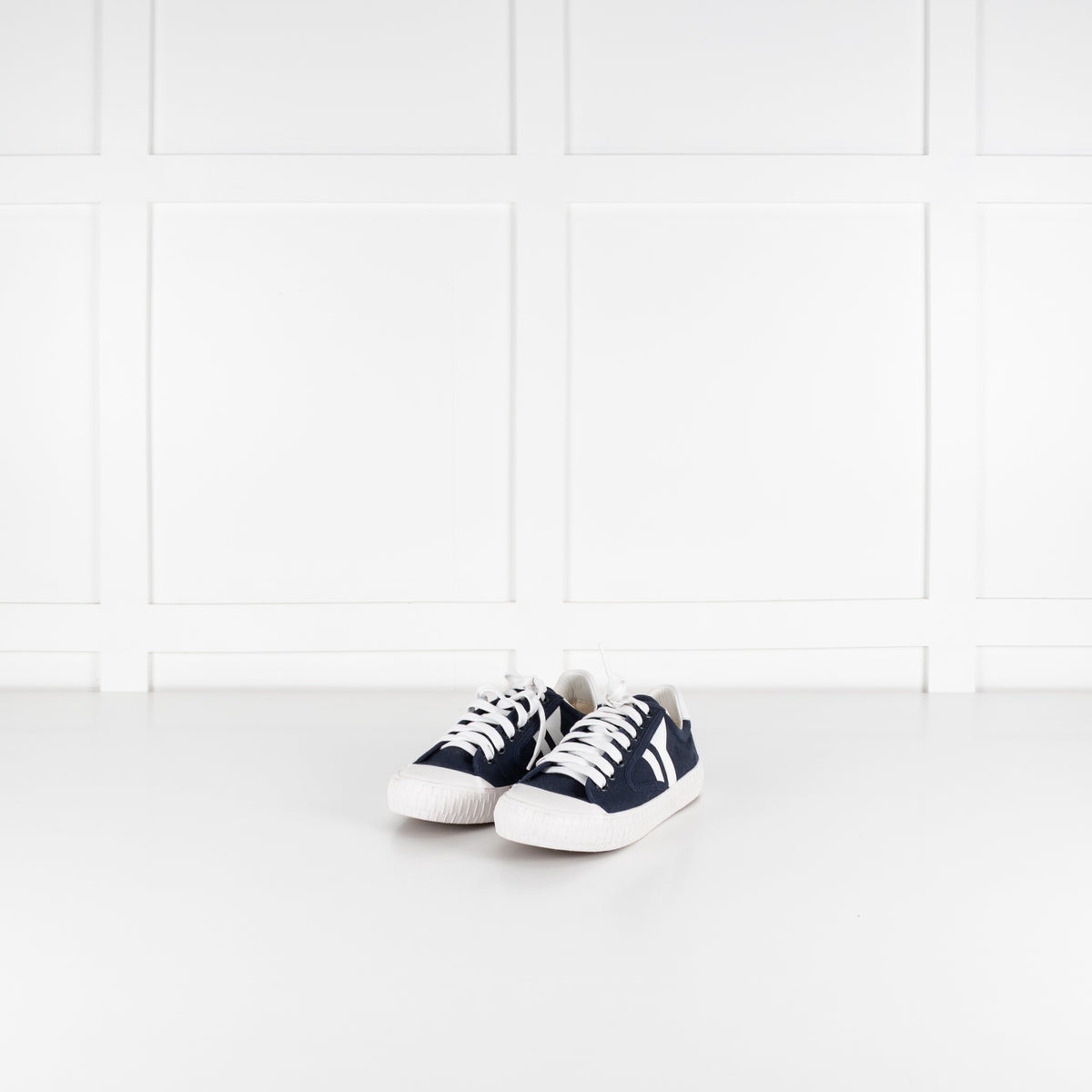 Celine Navy and White Canvas Trainers