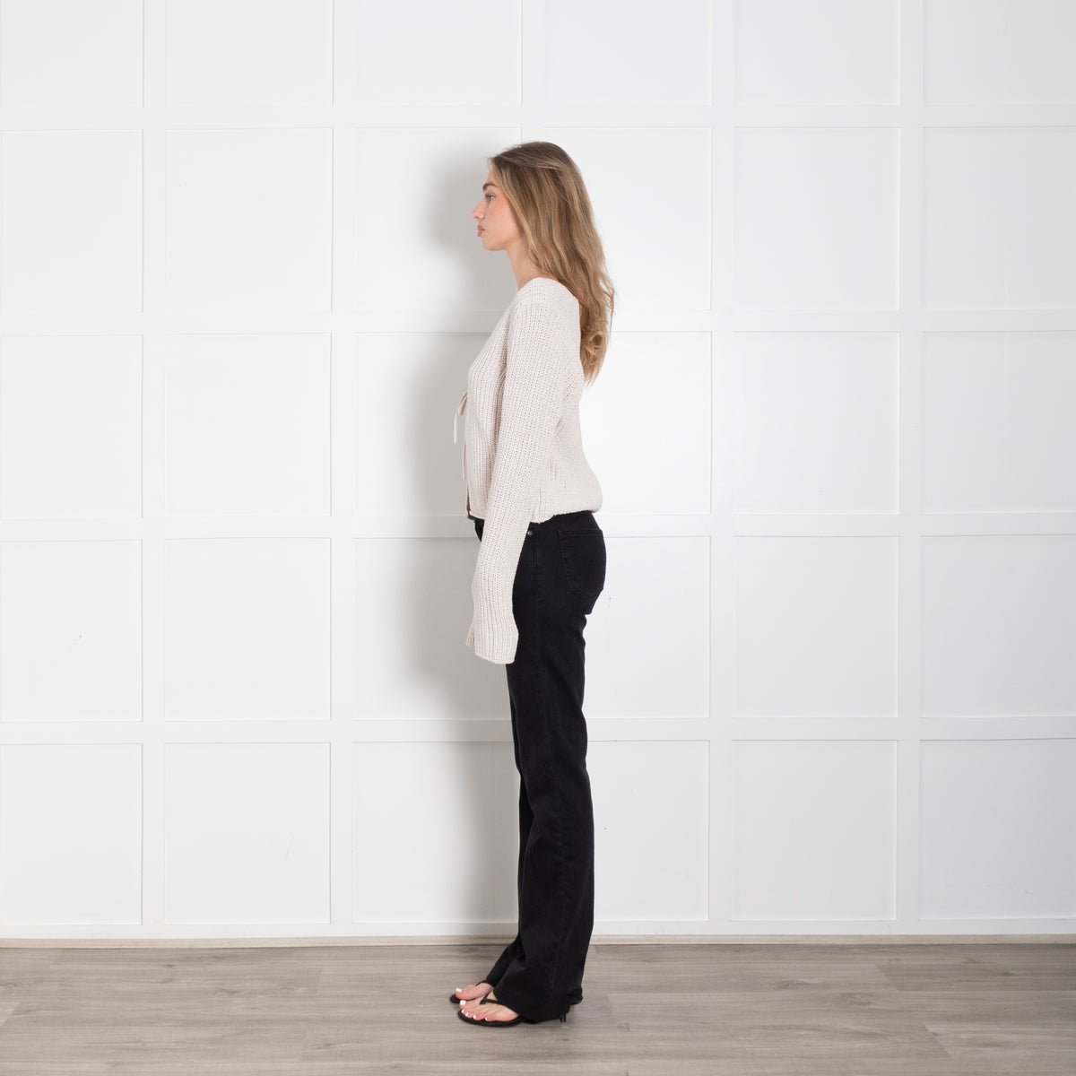 Velvet by Graham & Spencer Cream Rib Front Tie Cardigan