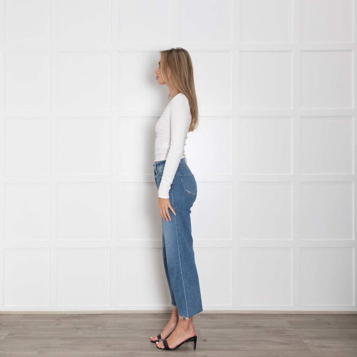 Paige Blue Raw Hem Distresseed Jeans