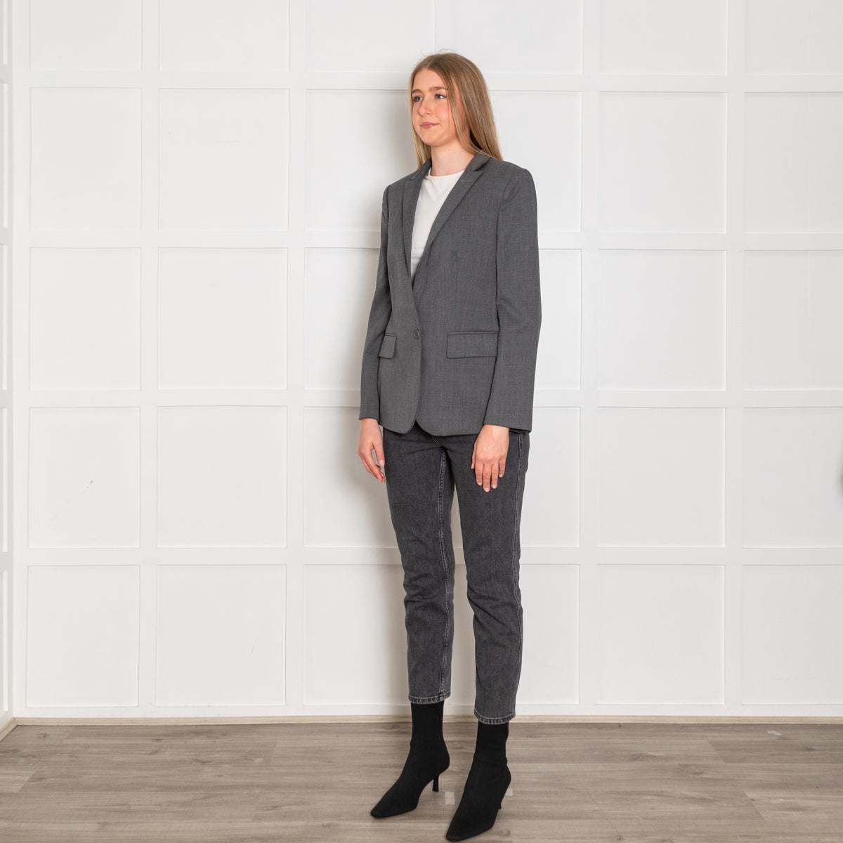 Stella McCartney Grey Wool Stand Collar Blazer