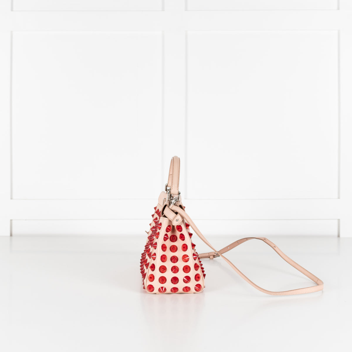 Fendi Small Pink Peekaboo with Red Studs