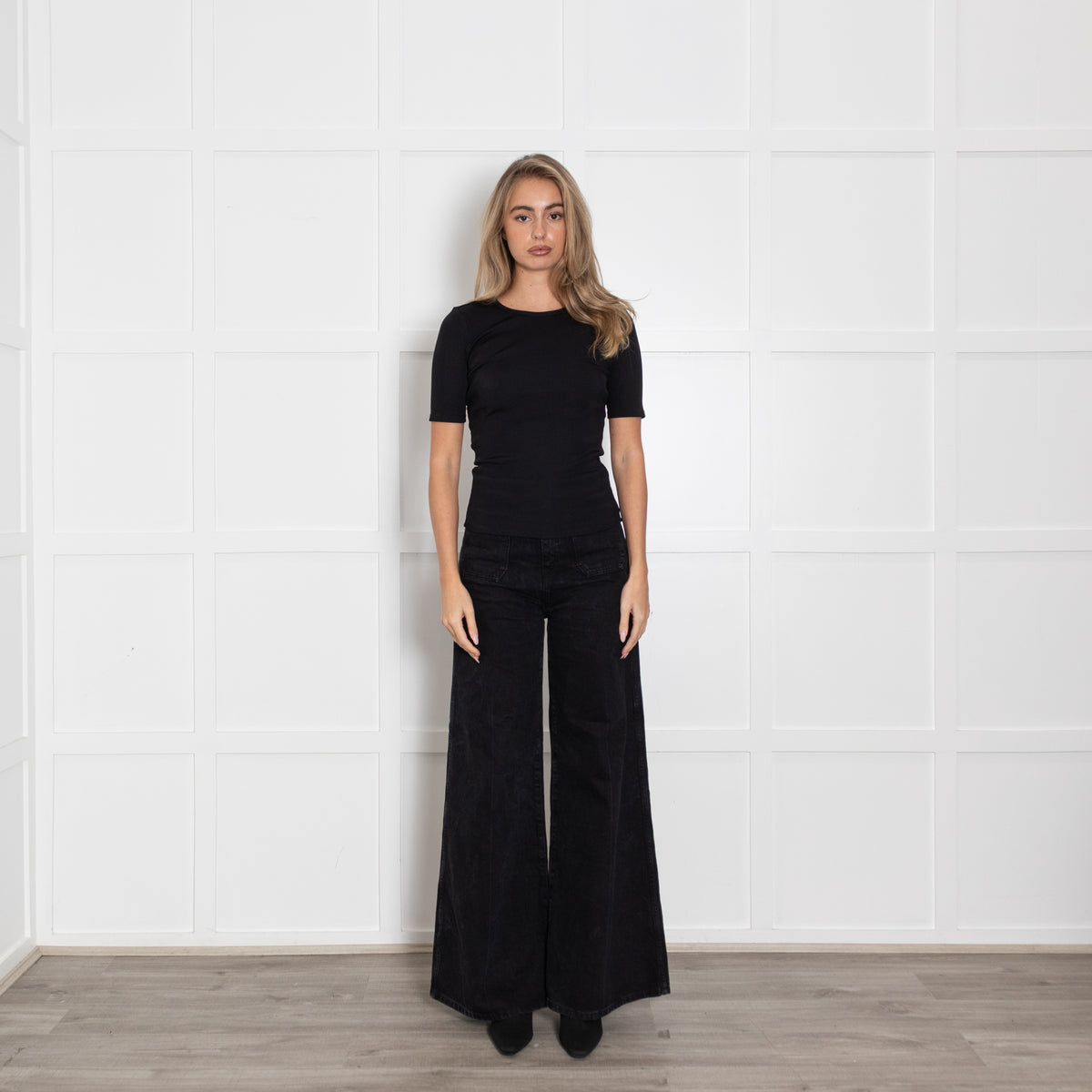 Anine Bing Black Ribbed T Shirt