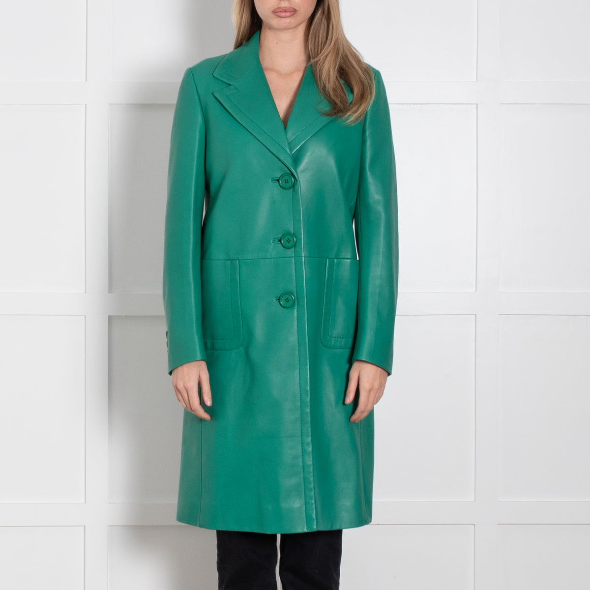 Prada Green Leather Coat