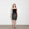 Sandro Black Leather Ruffled Mini Skirt