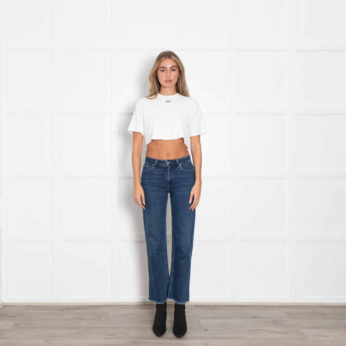 Off White Cropped White T Shirt