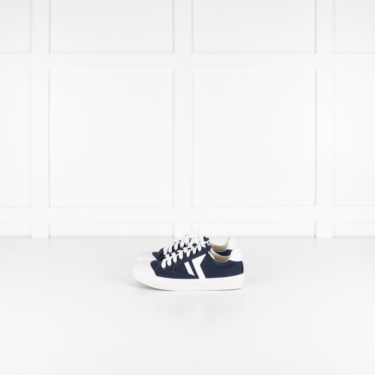 Celine Navy and White Canvas Trainers