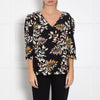 Ba&sh Black Floral Blouse with Gathered Cuffs
