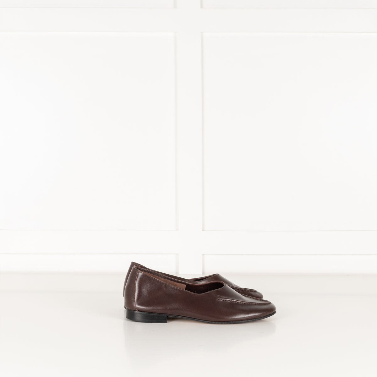 Hereu Brown Leather Flat Pumps