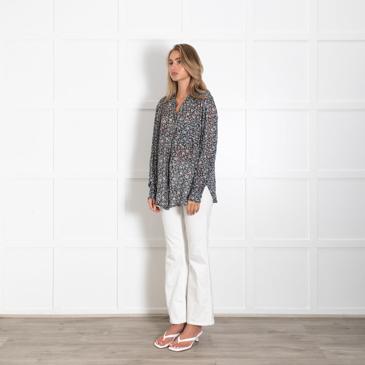 Marant Etoile Blue And Green Ditsy Floral Print Top