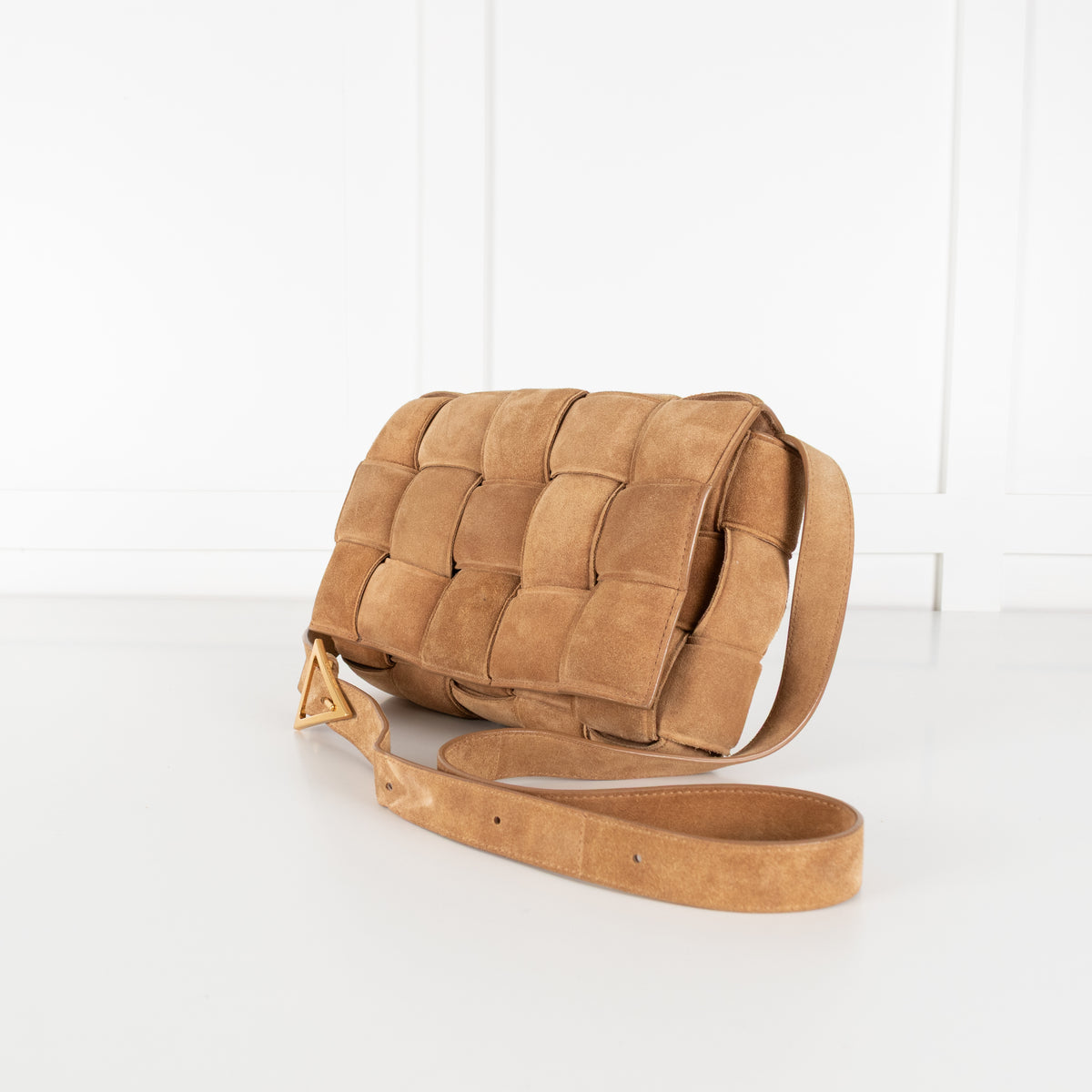 Bottega Veneta Tan Suede Padded Cassette Bag