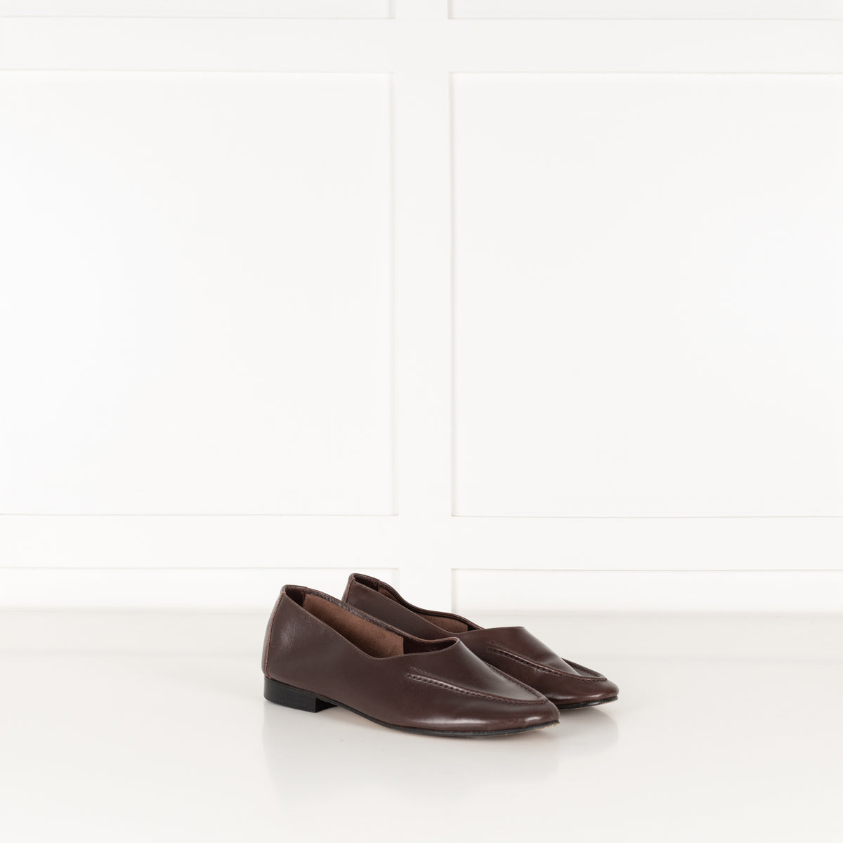 Hereu Brown Leather Flat Pumps