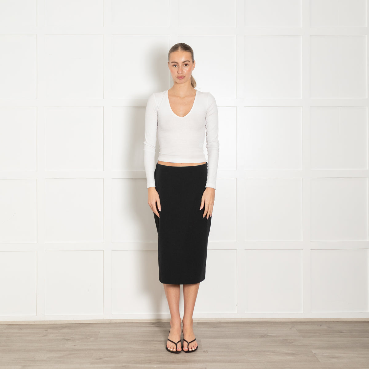 Prada Black Knee-length Nylon Skirt With Back Split