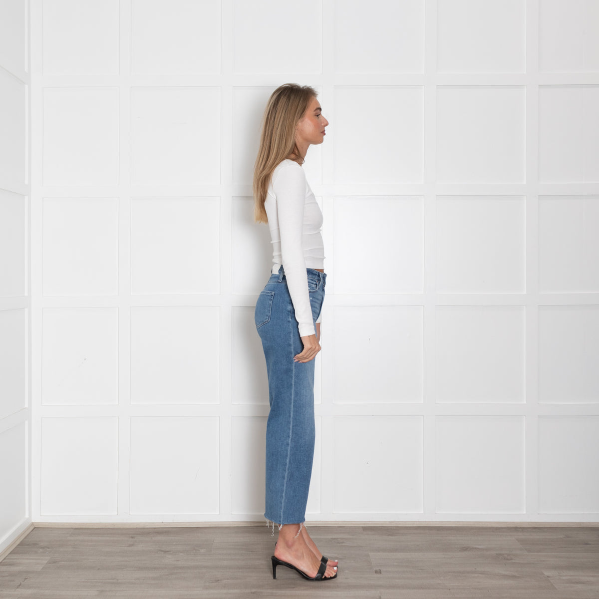 Paige Blue Raw Hem Distresseed Jeans