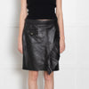 Sandro Black Leather Ruffled Mini Skirt