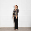 Ba&sh Black Floral Blouse with Gathered Cuffs