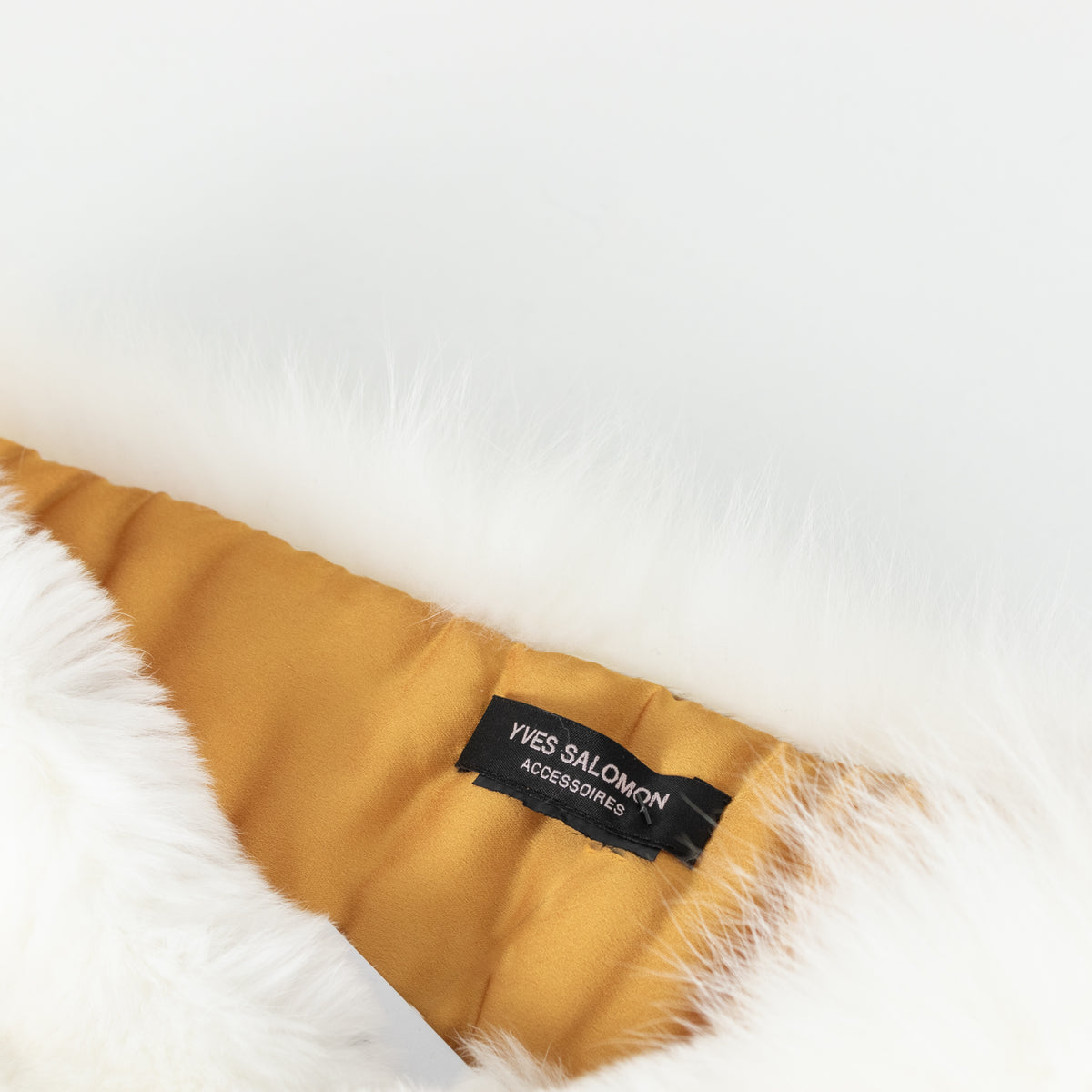 Yves Salomon White Fur Scarf