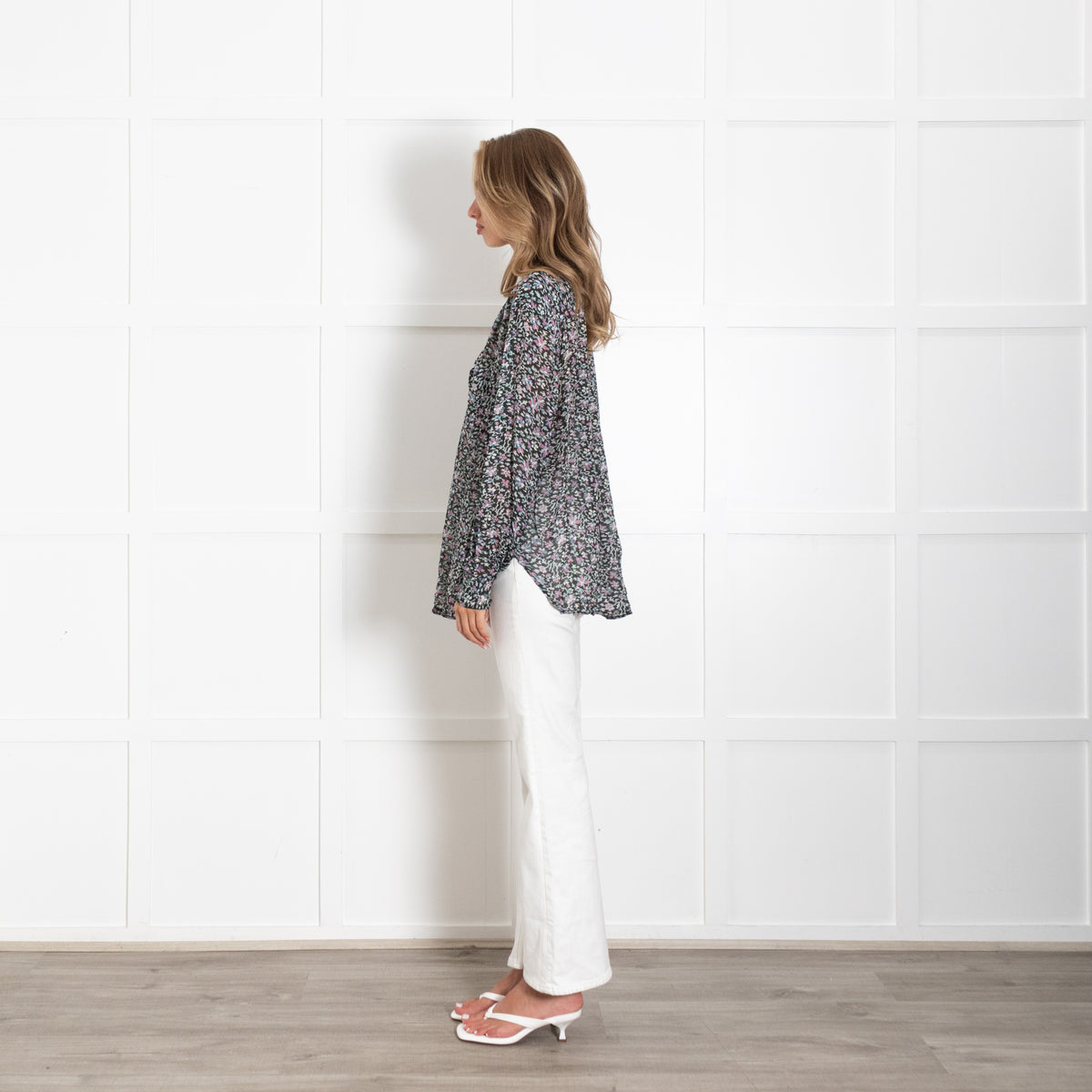 Marant Etoile Blue And Green Ditsy Floral Print Top