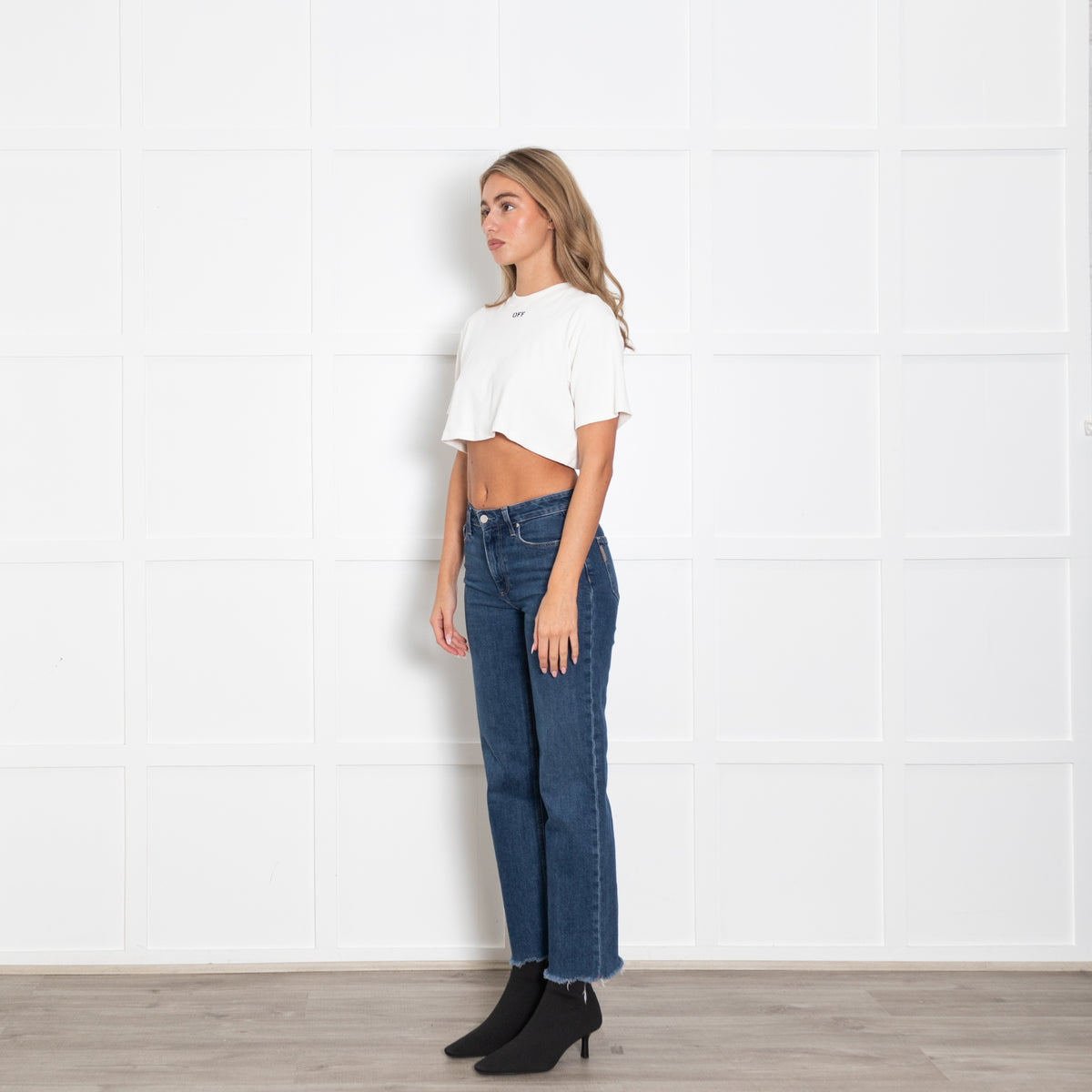 Off White Cropped White T Shirt