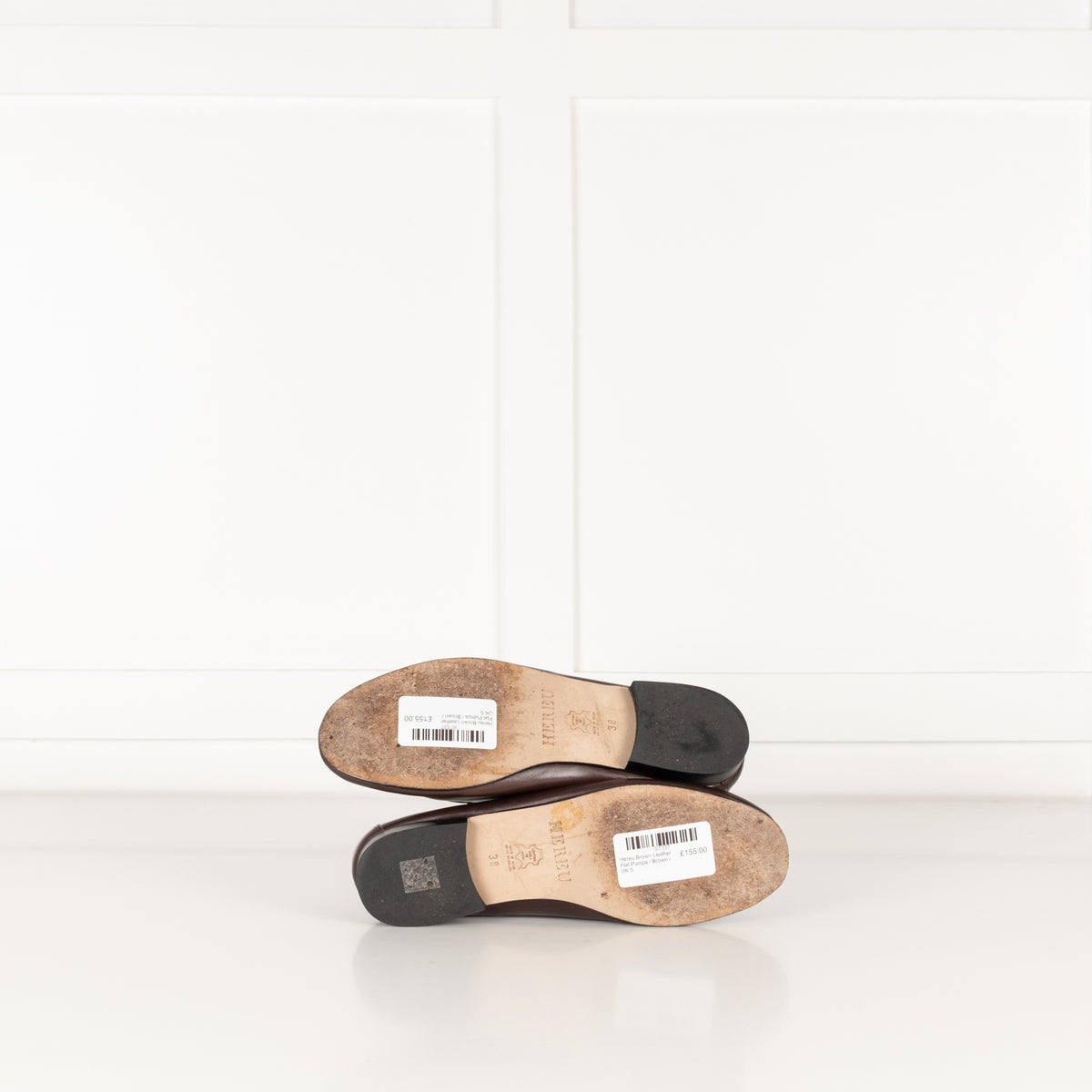Hereu Brown Leather Flat Pumps