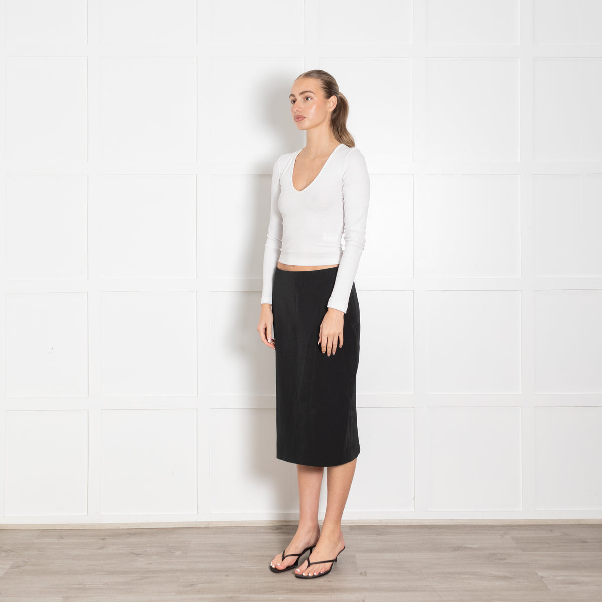 Prada Black Knee-length Nylon Skirt With Back Split