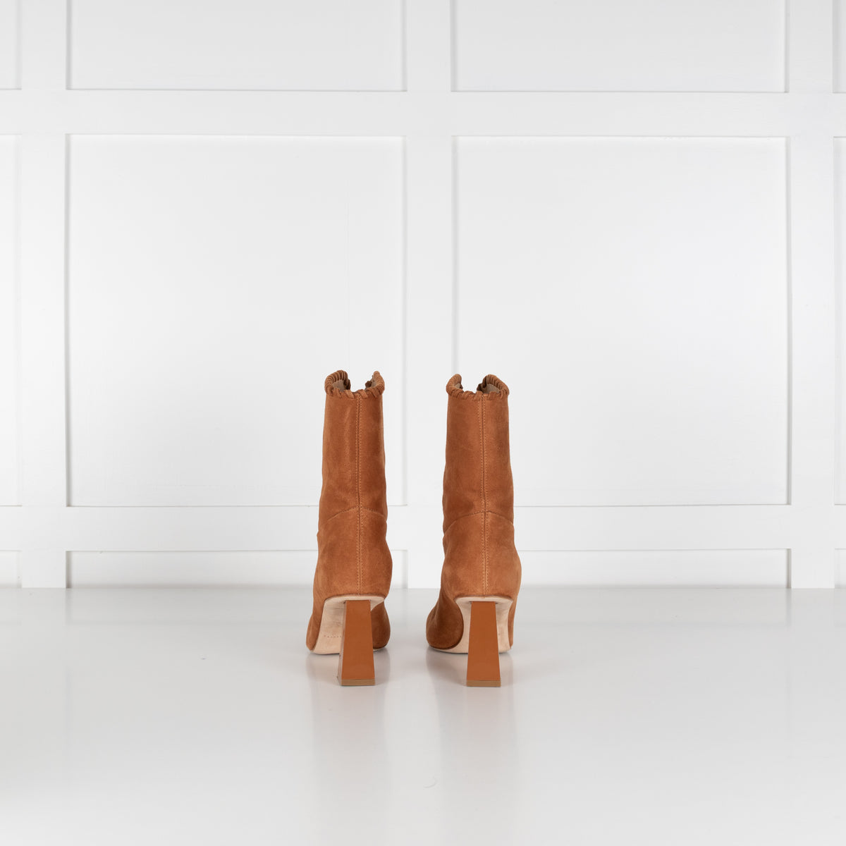 Dear Frances Camel Suede Whip Stitch Ankle Boots