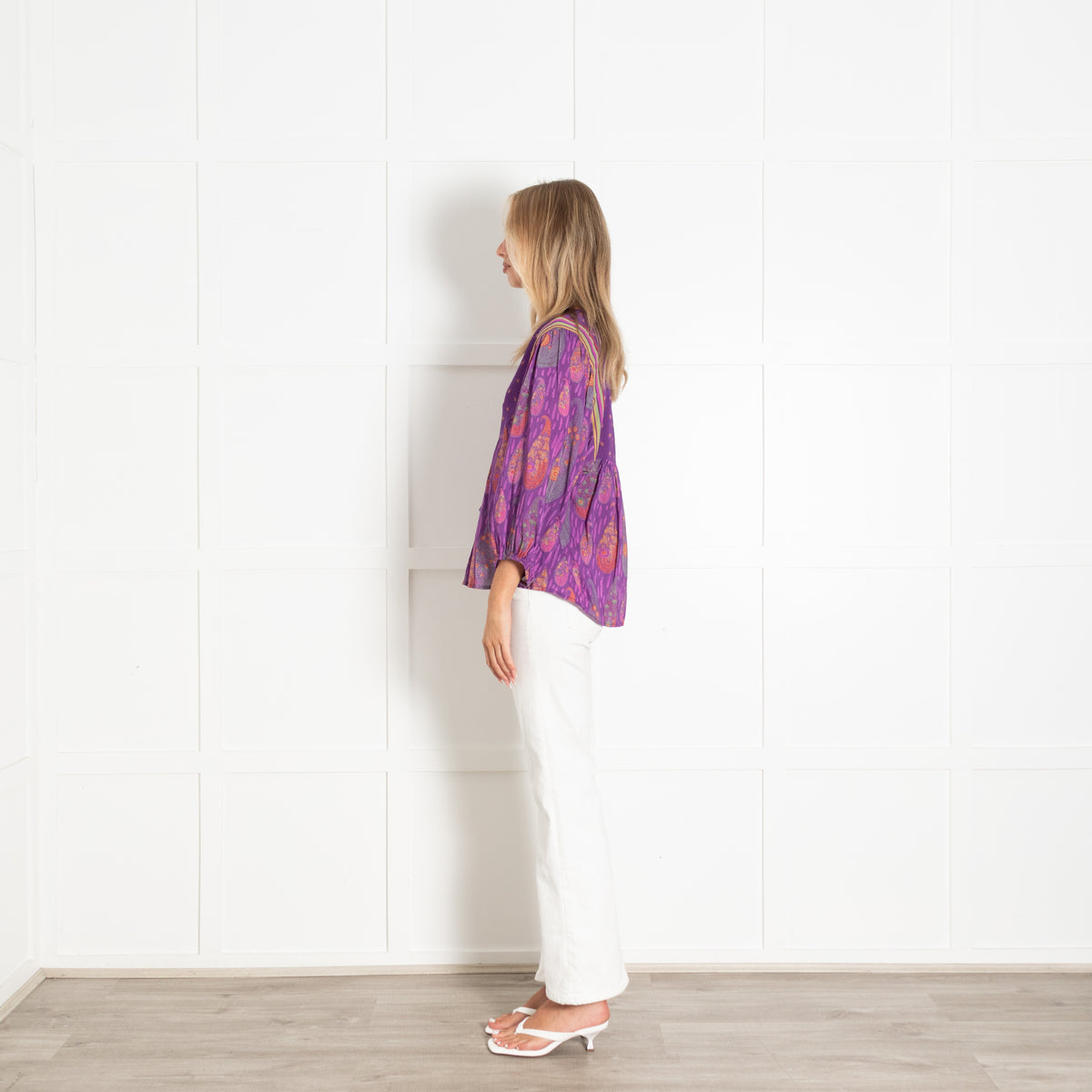 Bash Purple Orange Green Paisley Print Top