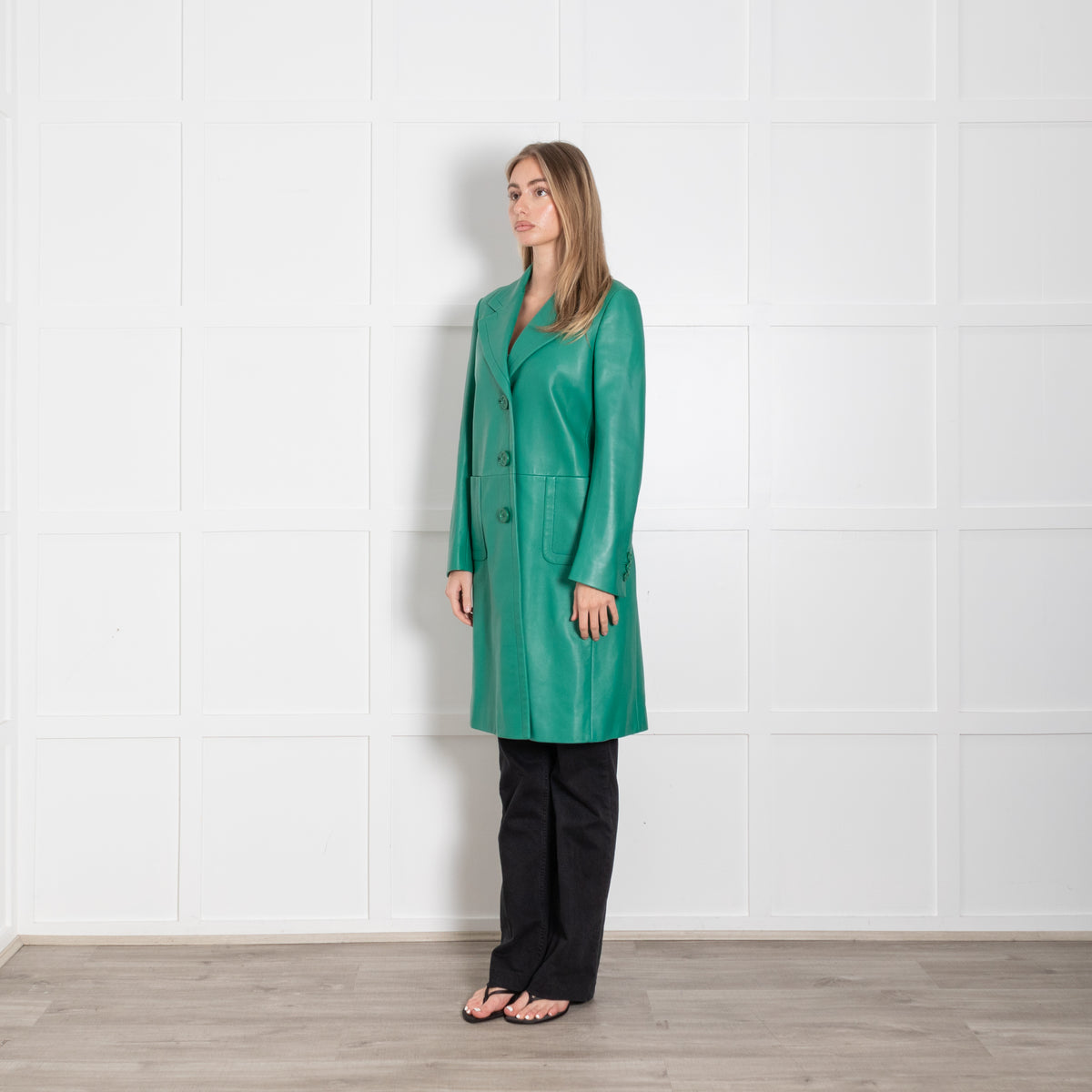 Prada Green Leather Coat