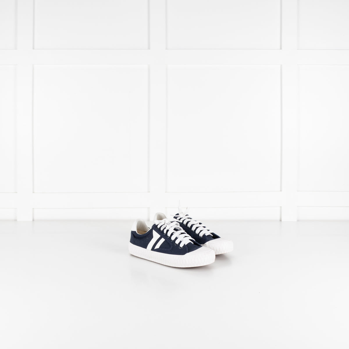 Celine Navy and White Canvas Trainers