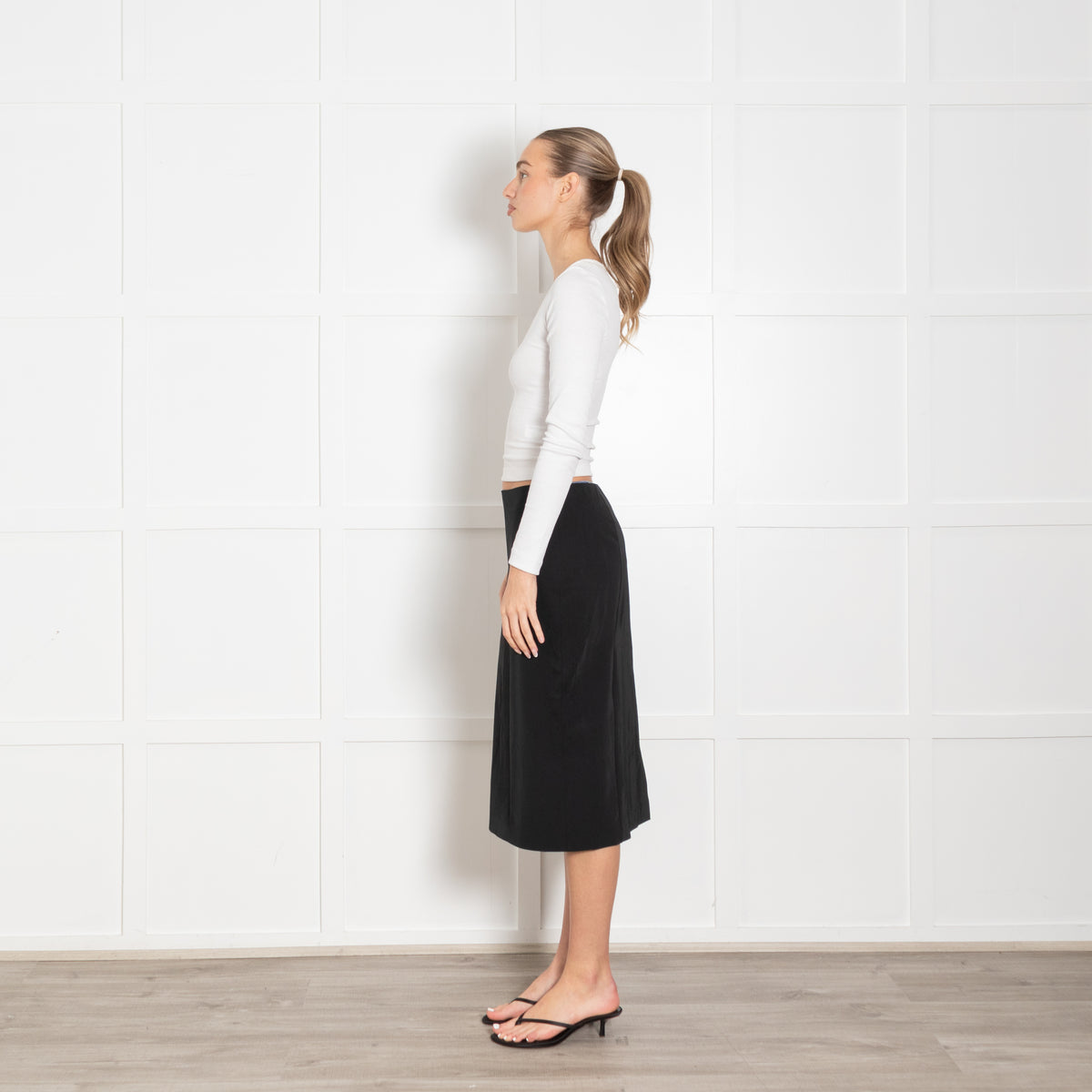 Prada Black Knee-length Nylon Skirt With Back Split