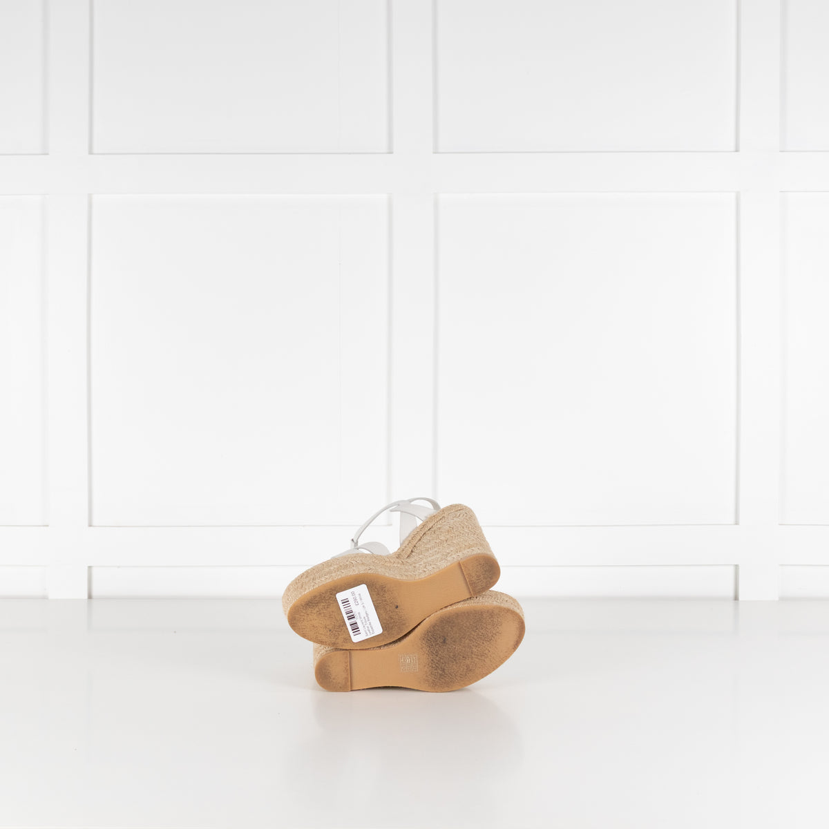 Saint Laurent White Leather Tribute Espadrille Wedges