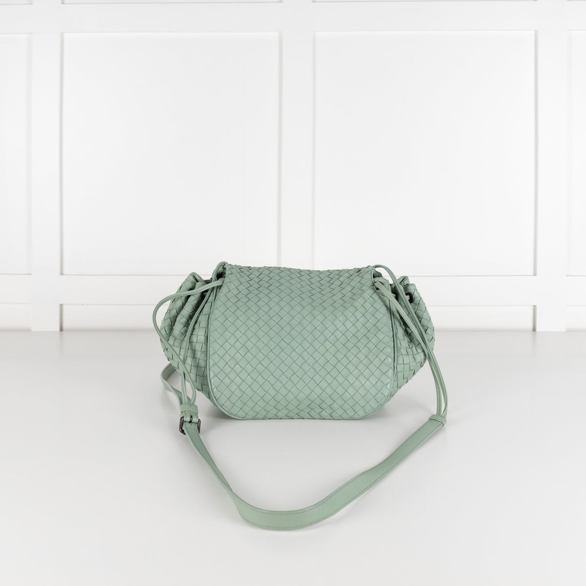 Bottega Veneta Mint Intrecciato Leather Drawstring Crossbody Bag