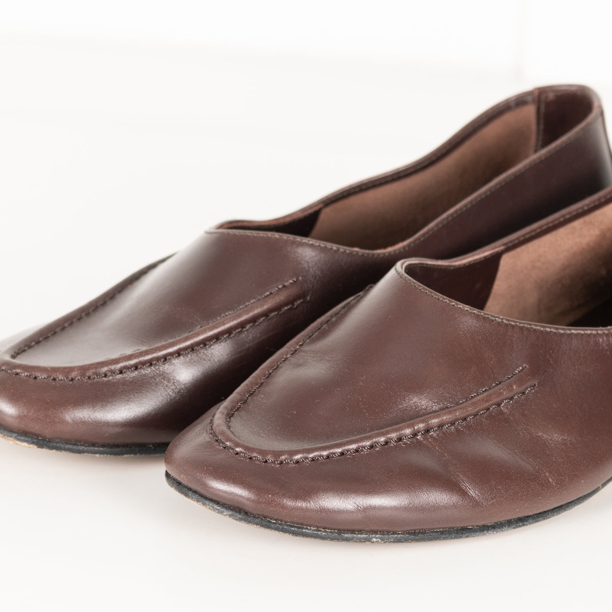 Hereu Brown Leather Flat Pumps