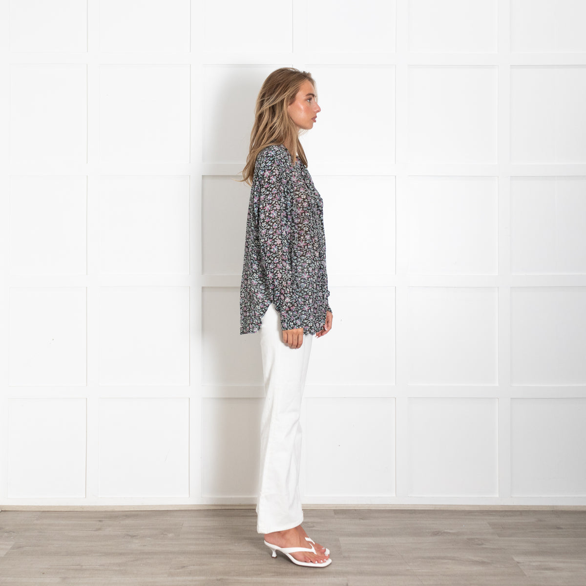 Marant Etoile Blue And Green Ditsy Floral Print Top