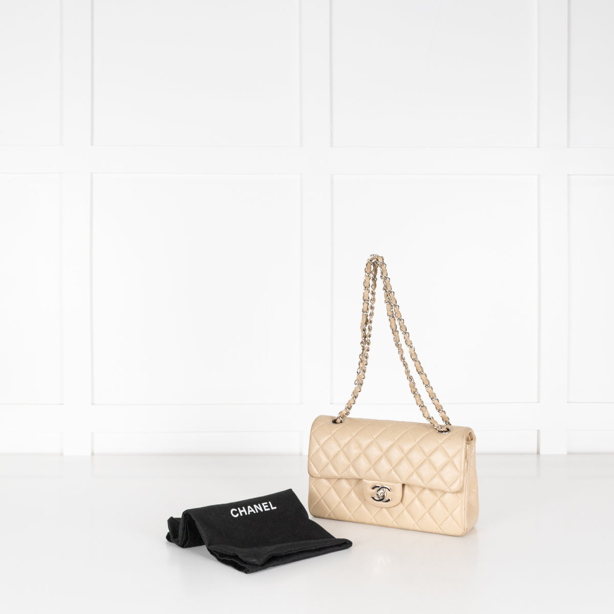 Chanel Small Beige Lambskin Classic Flap