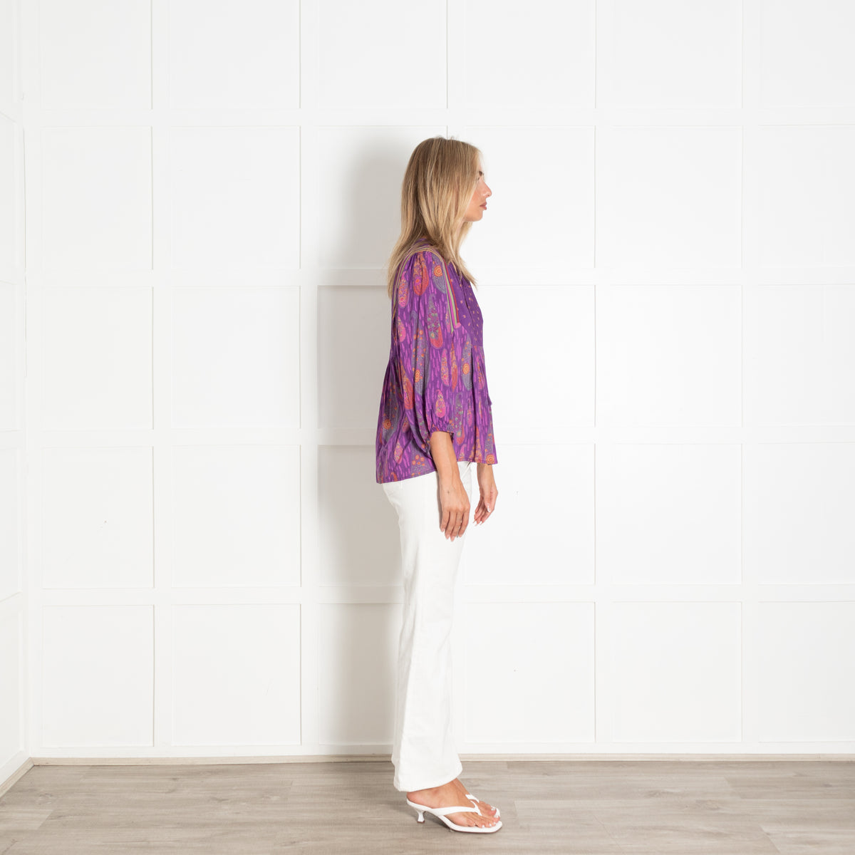 Bash Purple Orange Green Paisley Print Top