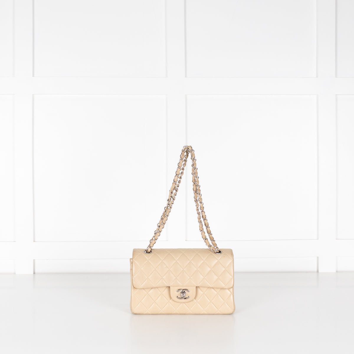 Chanel Small Beige Lambskin Classic Flap