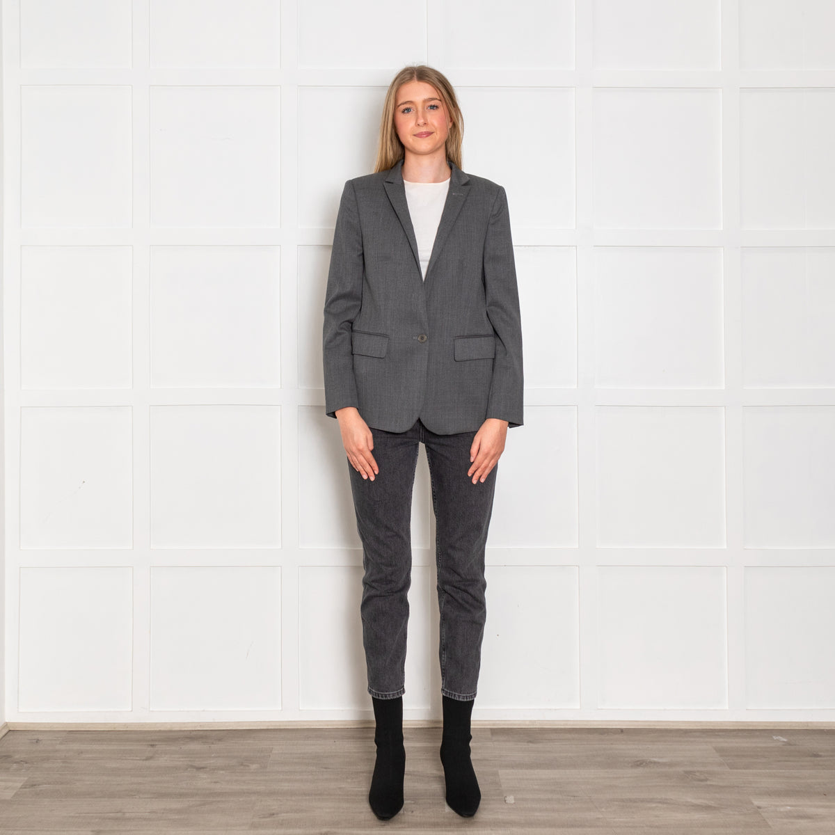 Stella McCartney Grey Wool Stand Collar Blazer