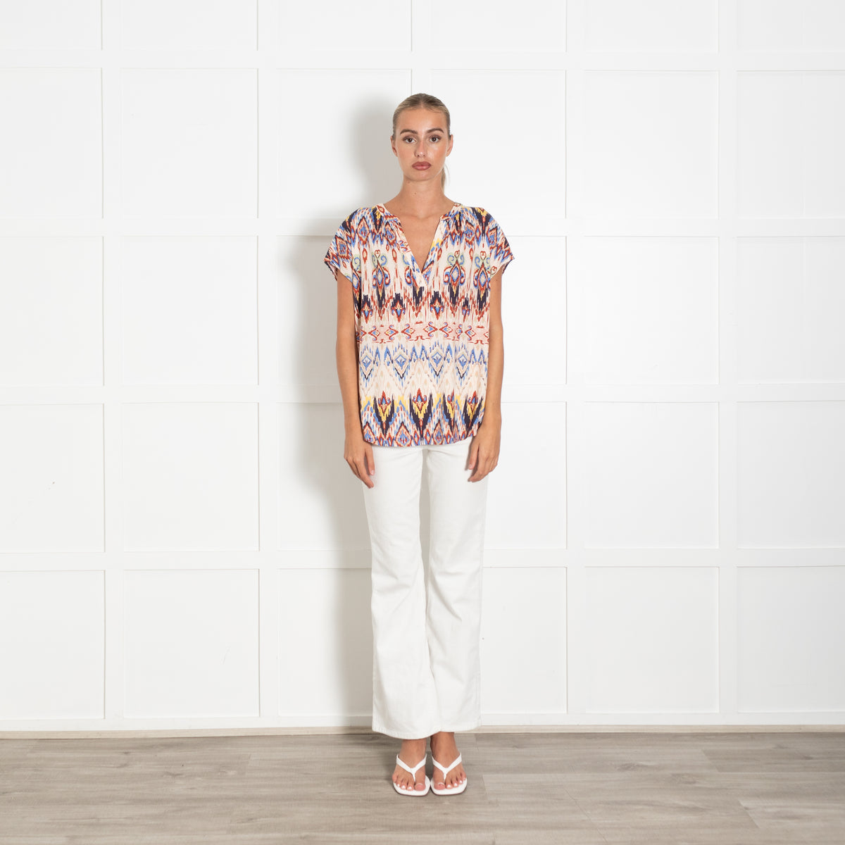Dea Kudibal Multi Coloured Aztec Pattern Cap Sleeve Top