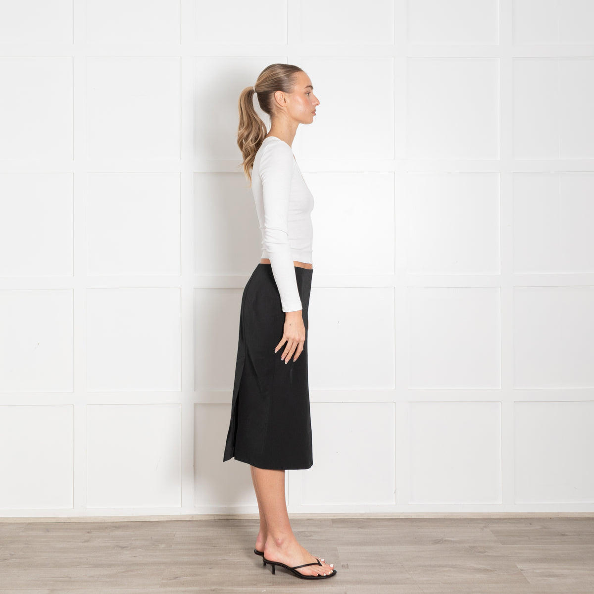 Prada Black Knee-length Nylon Skirt With Back Split