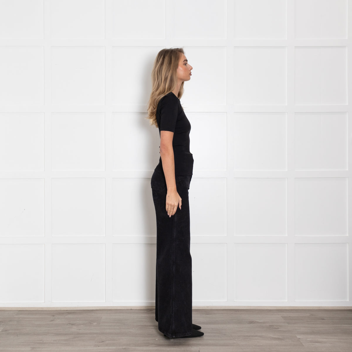 Anine Bing Black Ribbed T Shirt