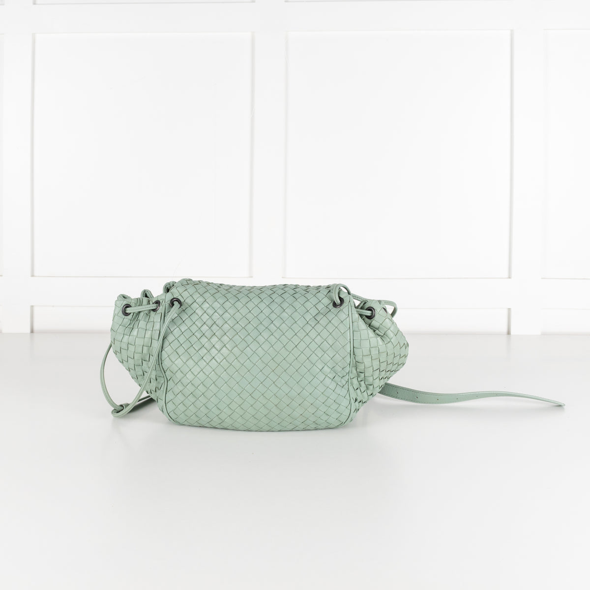 Bottega Veneta Mint Intrecciato Leather Drawstring Crossbody Bag